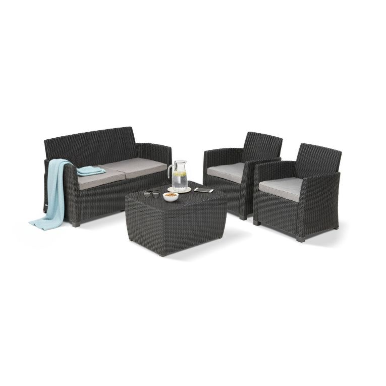 Set salotto da esterno Langley, 135x72 h76 cm, Antracite