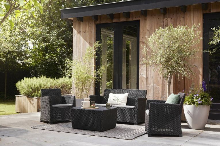 Set salotto da esterno Langley, 135x72 h76 cm, Antracite