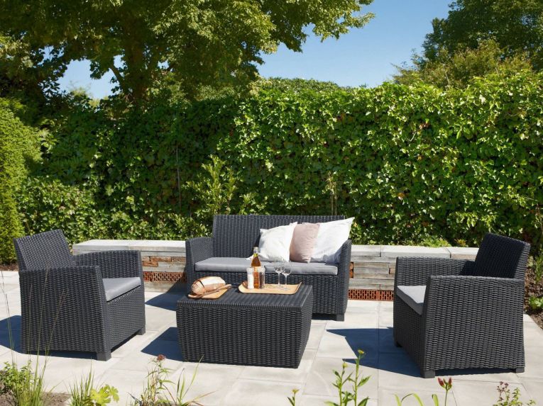 Set salotto da esterno Langley, 135x72 h76 cm, Antracite