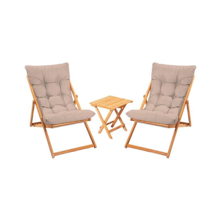 Set salotto da esterno Lerna, Salottino outdoor, Set da balcone o giardino, Composizione soggiorno per esterni, Marrone
