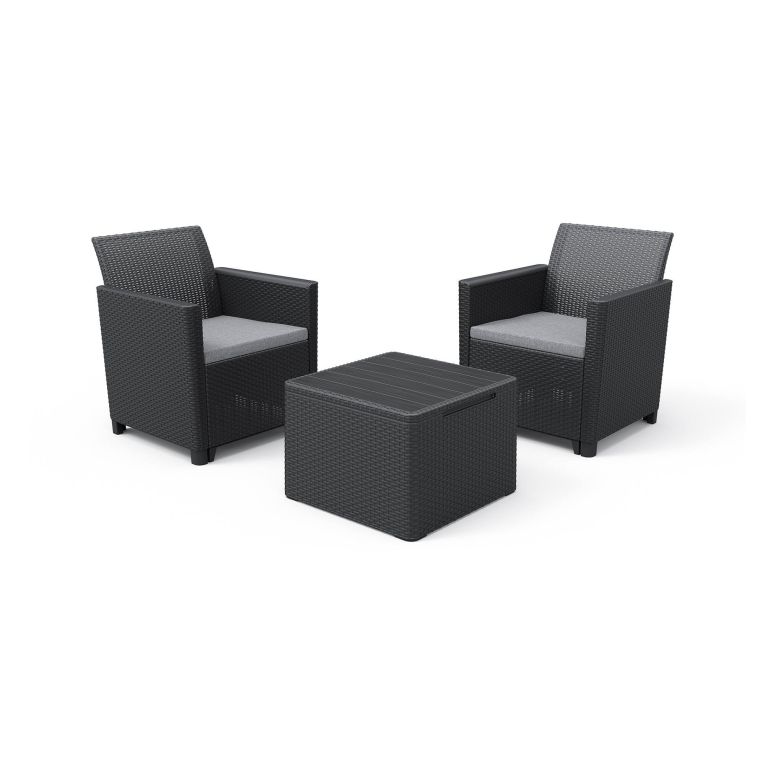 Set salotto da esterno Limena, Salottino outdoor, Set da balcone o giardino, Composizione soggiorno per esterni, 64x65 h74 cm, Antracite