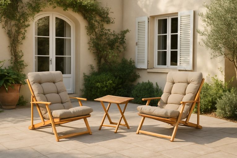 Set salotto da esterno Lyncis, Salottino outdoor, Set da balcone o giardino, Composizione soggiorno per esterni, Marrone