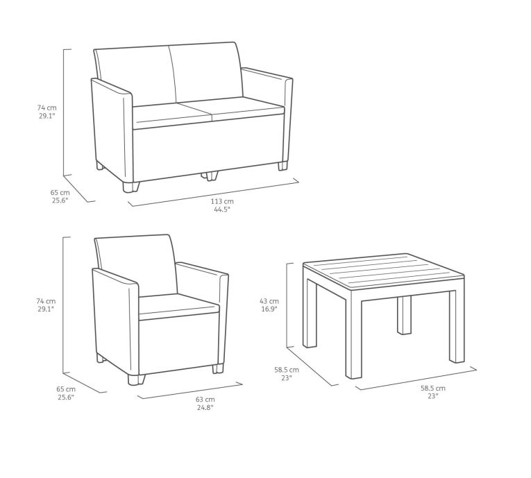 Set salotto da esterno Nepean, 113x65 h74 cm, Antracite