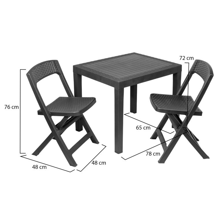 Set Salotto da Esterno Nero Antracite 2 Posti un Tavolino, Made in Italy - Corinth