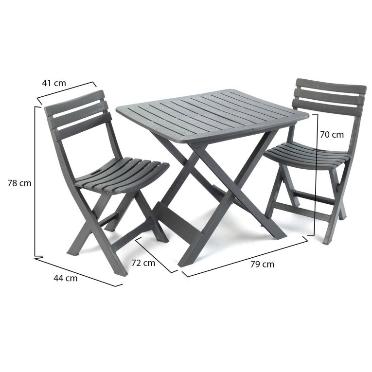 Set Salotto da Esterno Nero Antracite 2 Posti un Tavolino, set Pieghevole Made in Italy - Viticuso