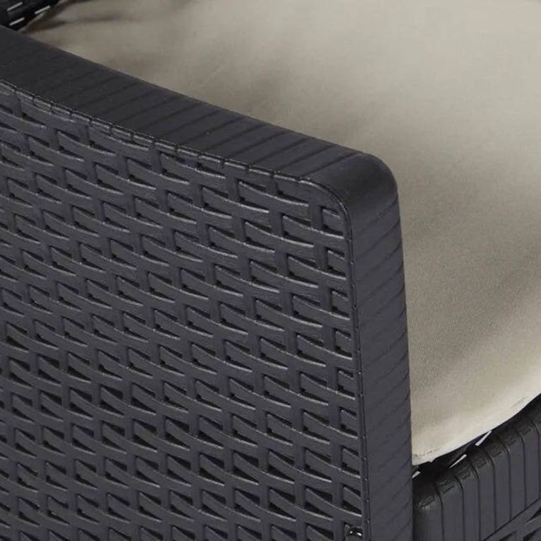 Set Salotto da Esterno Nero Antracite Nero Antracite 6 Posti 2 Tavolini, Impermeabile Idrorepellente Made in Italy - Curno