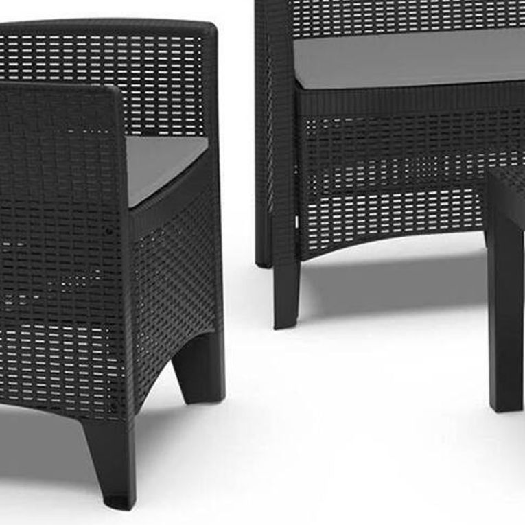 Set Salotto da Esterno Nero Antracite Nero Antracite 6 Posti 2 Tavolini, Impermeabile Idrorepellente Made in Italy - Dervio