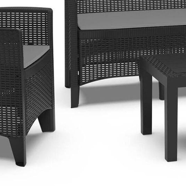 Set Salotto da Esterno Nero Antracite Nero Antracite Salottino 4 Posti, Tavolo 10 Posti Posti un Tavolino, Impermeabile Idrorepellente Made in Italy