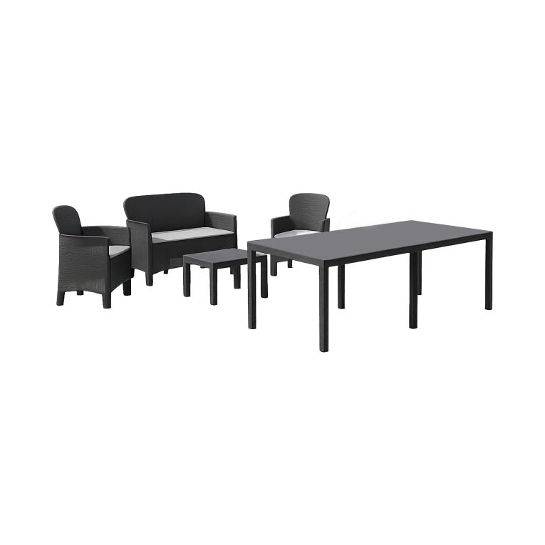 Set Salotto da Esterno Nero Antracite Nero Antracite Salottino 4 Posti, Tavolo 10 Posti Posti un Tavolino, Impermeabile Idrorepellente Made in Italy