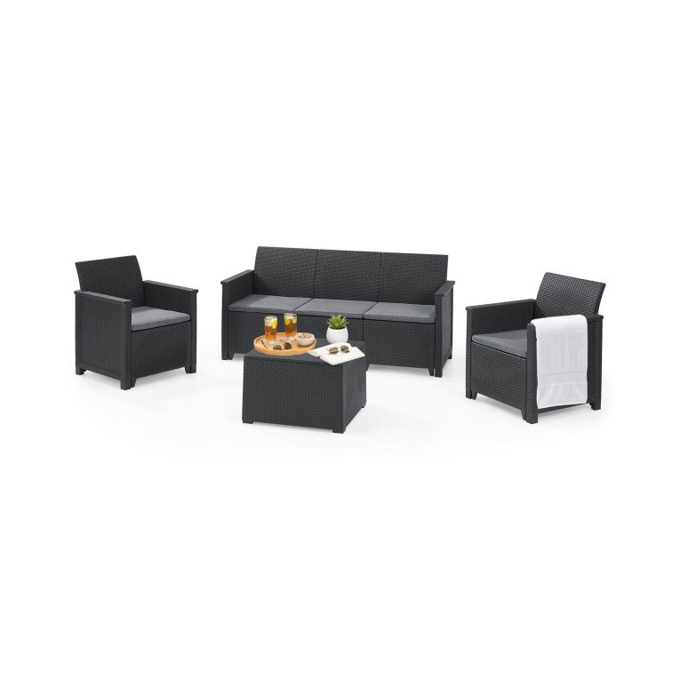 Set salotto da esterno Orillia, Antracite, Sofà 3 posti