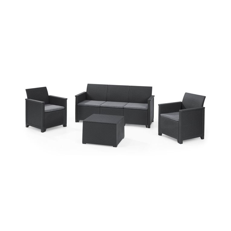 Set salotto da esterno Orillia, Antracite, Sofà 3 posti