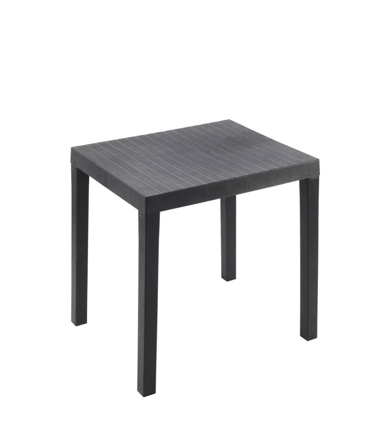 Set salotto da esterno Ortisei, Set da giardino con 1 tavolo rettangolare e 2 sedie pieghevoli, Set indoor e outdoor da Pic Nic, 100% Made in Italy, Antracite