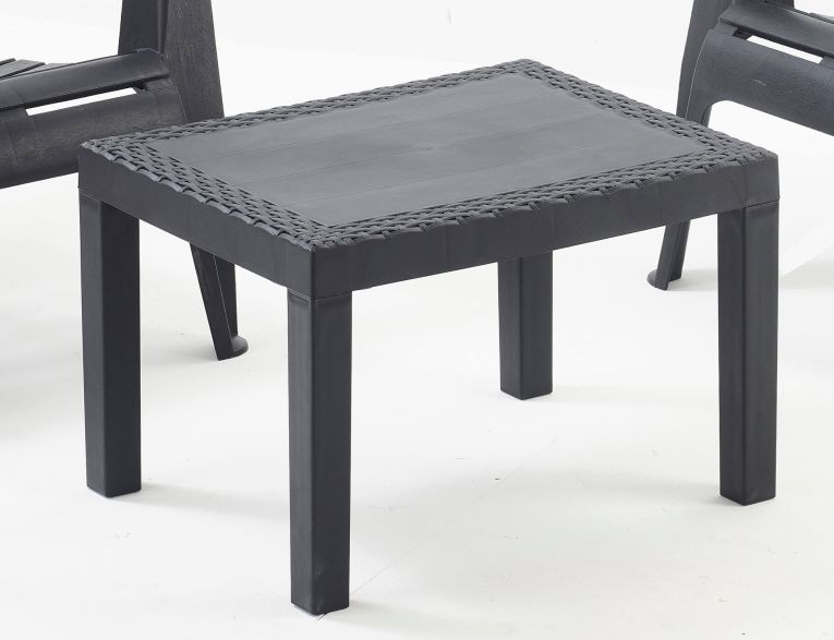 Set salotto da esterno Sassari, Set da giardino con cuscini composto da 2 poltrone, 1 divano a due posti e 1 tavolino, Salottino indoor, 100% Made in Italy, Antracite, con 8 cuscini