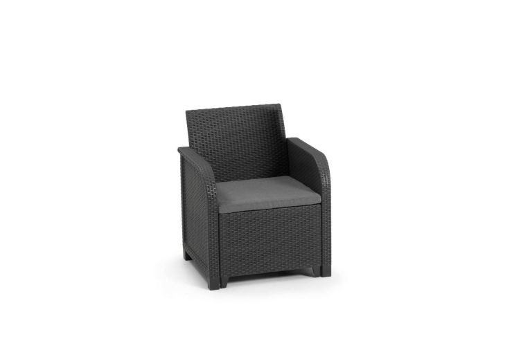 Set salotto da esterno Sgonico, Salottino outdoor, Set da balcone o giardino, Composizione soggiorno per esterni, 113x65 h74 cm, Antracite