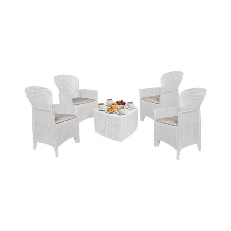 Set salotto da esterno Sulzano, Made in Italy, Bianco