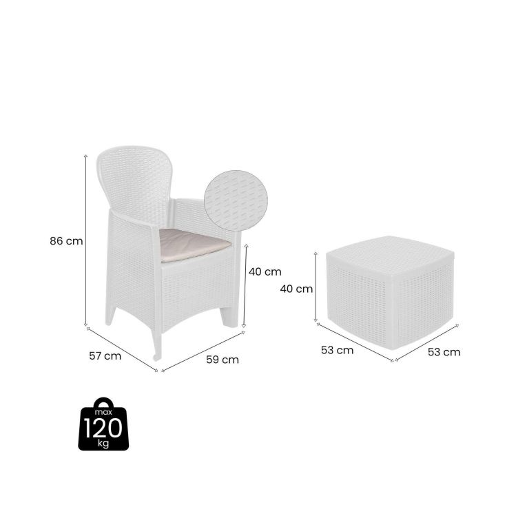 Set salotto da esterno Sulzano, Made in Italy, Bianco