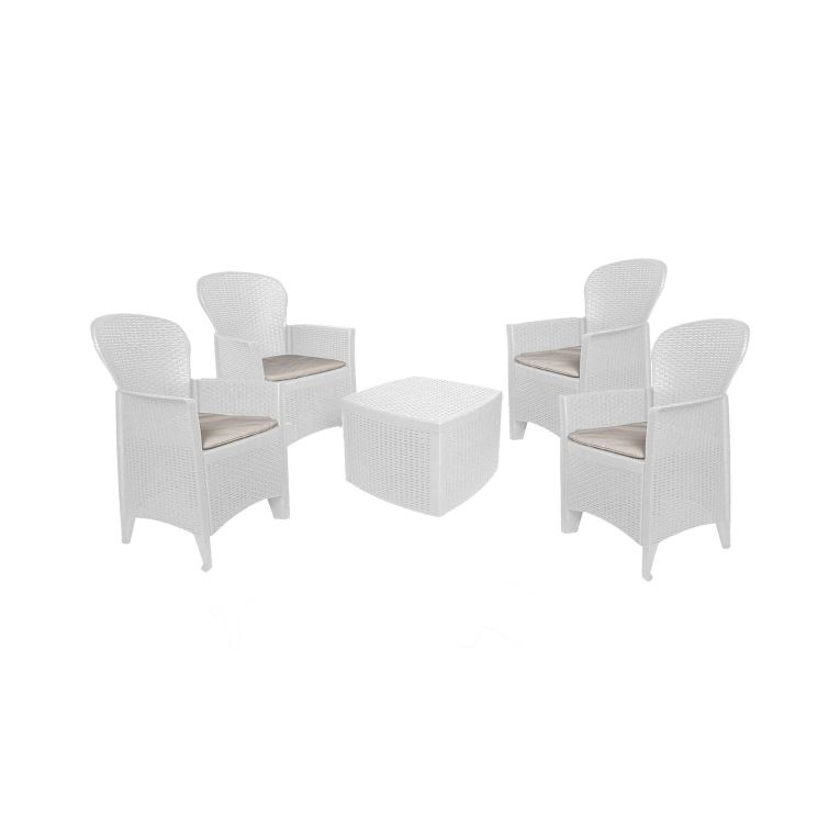 Set salotto da esterno Sulzano, Made in Italy, Bianco