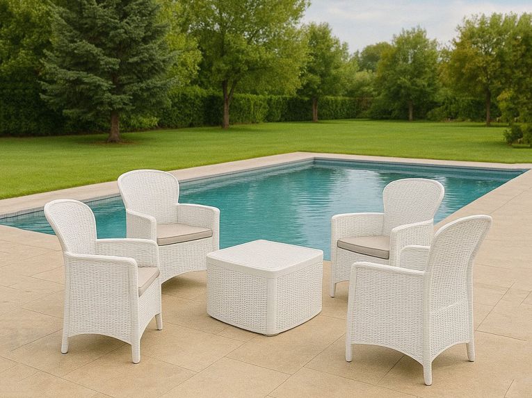 Set salotto da esterno Sulzano, Made in Italy, Bianco