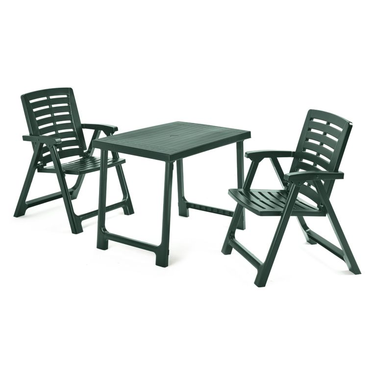 Set Salotto da Esterno Verde Antracite 2 Posti un Tavolino, set da Campeggio Bistrot Made in Italy - Lithia