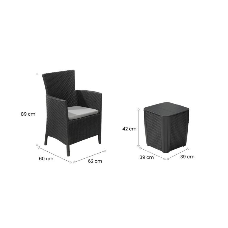 Set salotto da esterno Viking, 62x60 h89 cm, Antracite