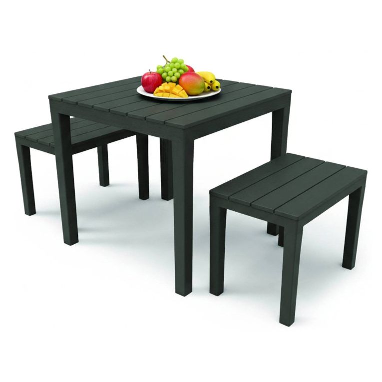Set salotto esterno 2 panchette e 1 tavolo antracite - Alambico