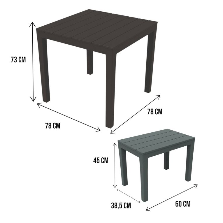 Set salotto esterno 2 panchette e 1 tavolo antracite - Alambico