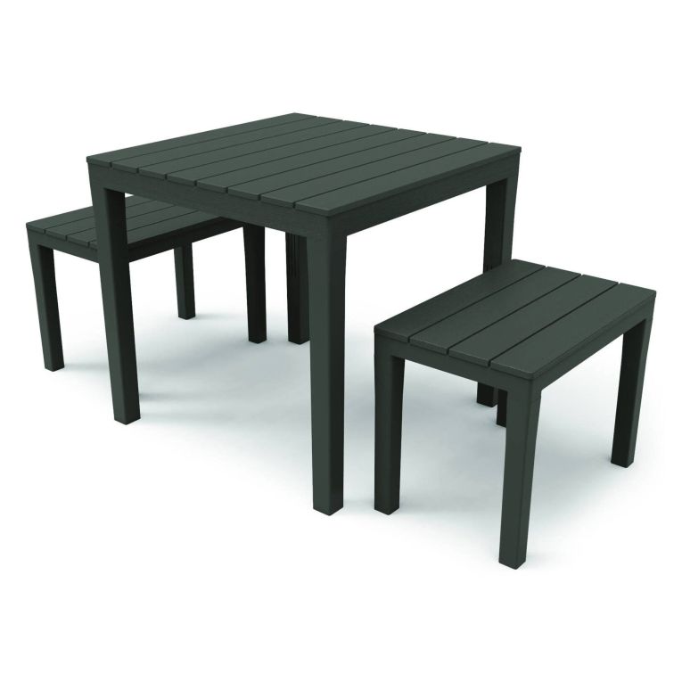 Set salotto esterno 2 panchette e 1 tavolo antracite - Alambico
