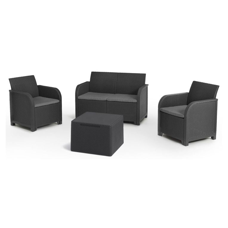 Set salotto esterno 2 poltrone e 1 divano antracite - Barrhead