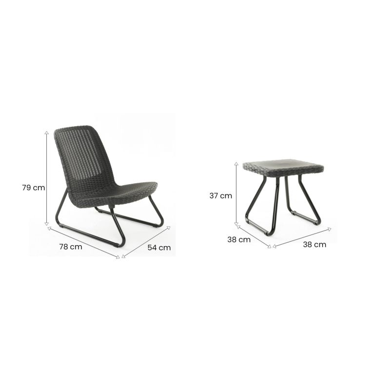 Set salotto esterno 2 posti e 1 tavolo antracite - Canmore