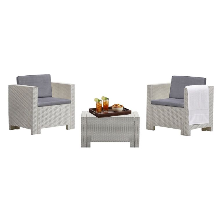 Set salotto esterno 2 posti e 1 tavolo bianco - Camini