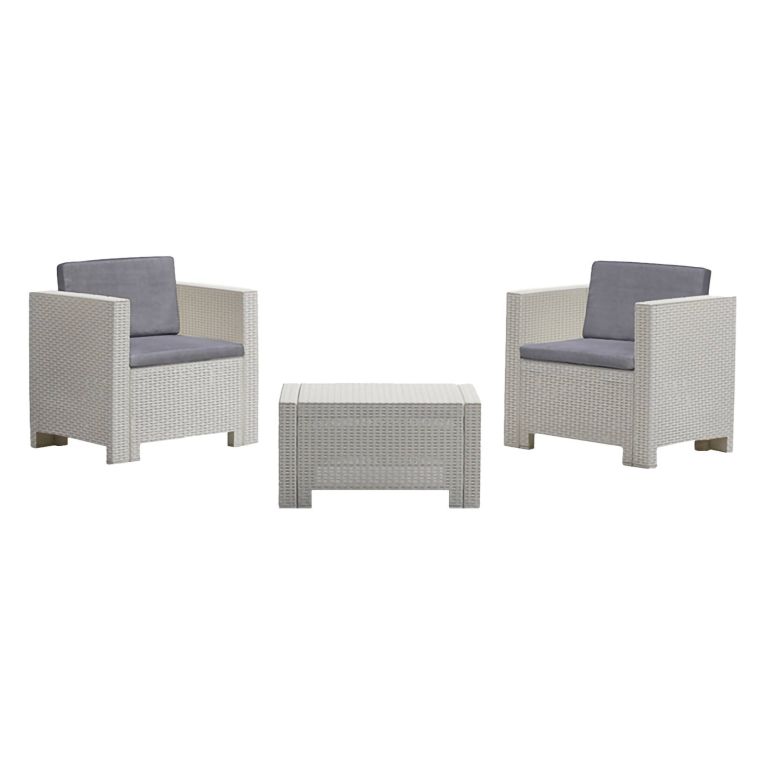Set salotto esterno 2 posti e 1 tavolo bianco - Camini