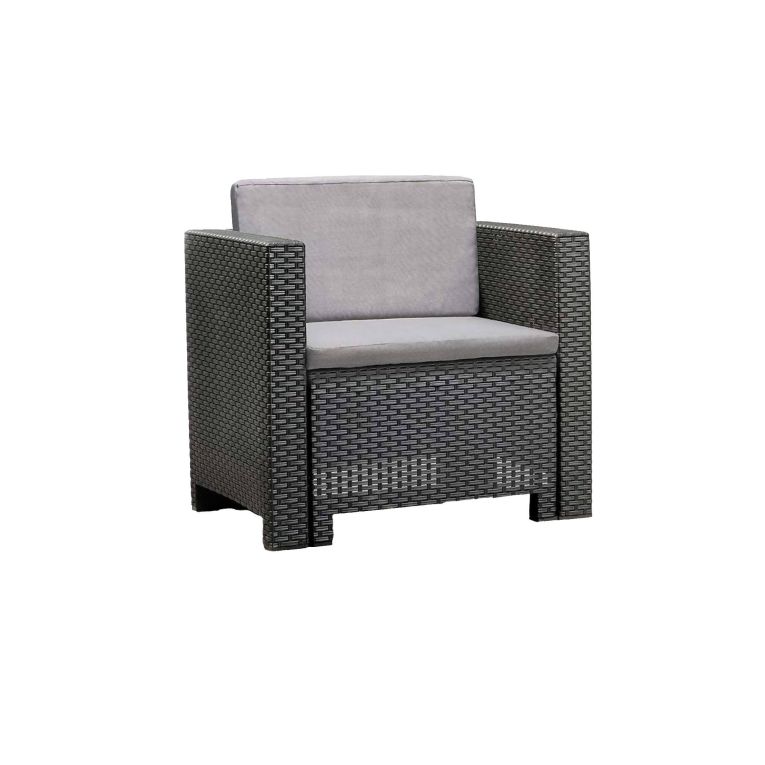 Set salotto esterno 2 posti e 1 tavolo effetto rattan antracite - Camini