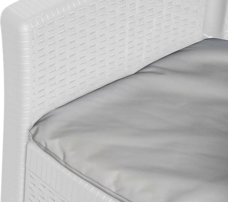 Set salotto esterno 2 posti e 1 tavolo effetto rattan bianco - Anny