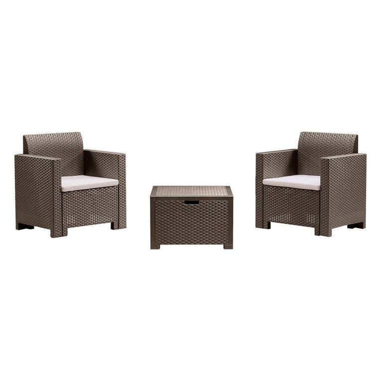 Set salotto esterno 2 posti e 1 tavolo tortora - Apis