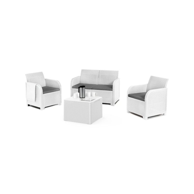 Set salotto esterno 3 posti e 1 tavolo bianco - Barrhead