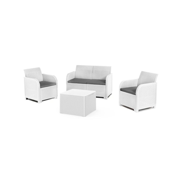 Set salotto esterno 3 posti e 1 tavolo bianco - Barrhead