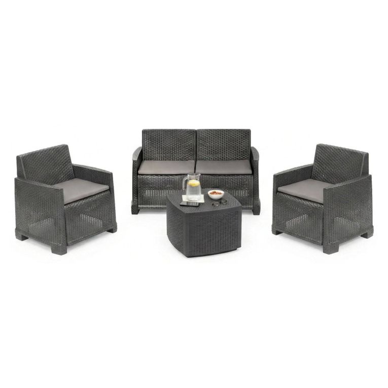 Set salotto esterno 4 poltrone e 1 divano antracite - Amer