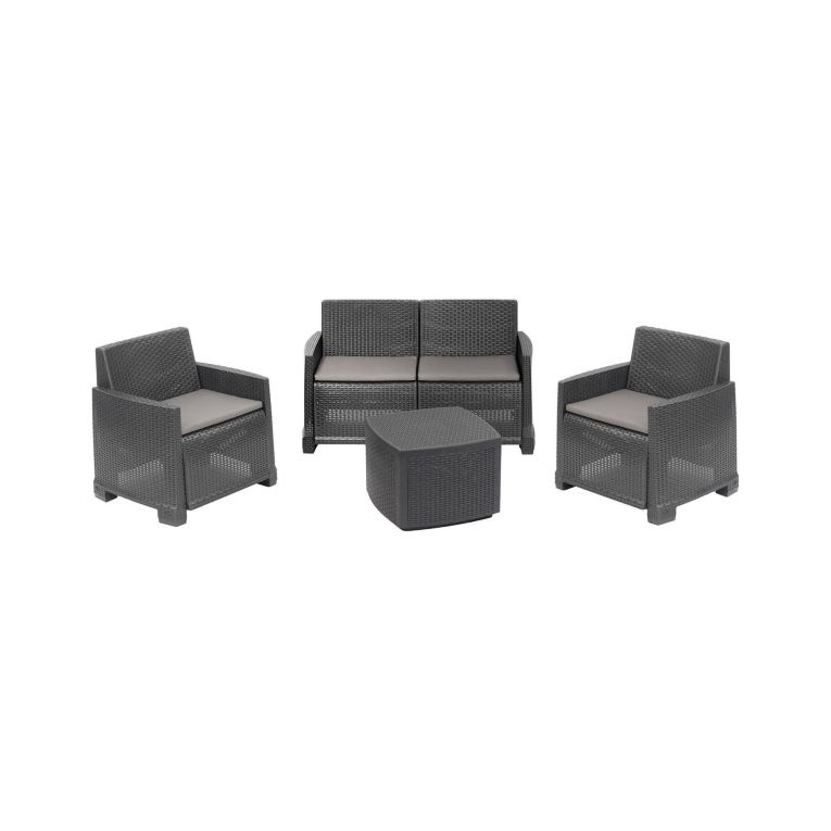 Set salotto esterno 4 poltrone e 1 divano antracite - Amer