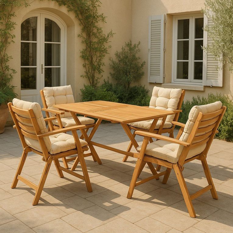 Set salotto esterno 4 posti e 1 tavolo crema - Sangano