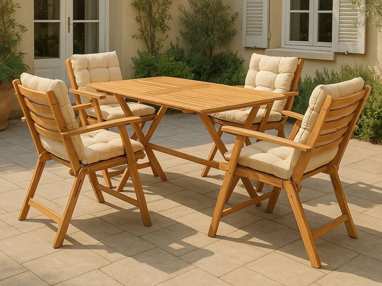 Set salotto esterno 4 posti e 1 tavolo crema - Sangano
