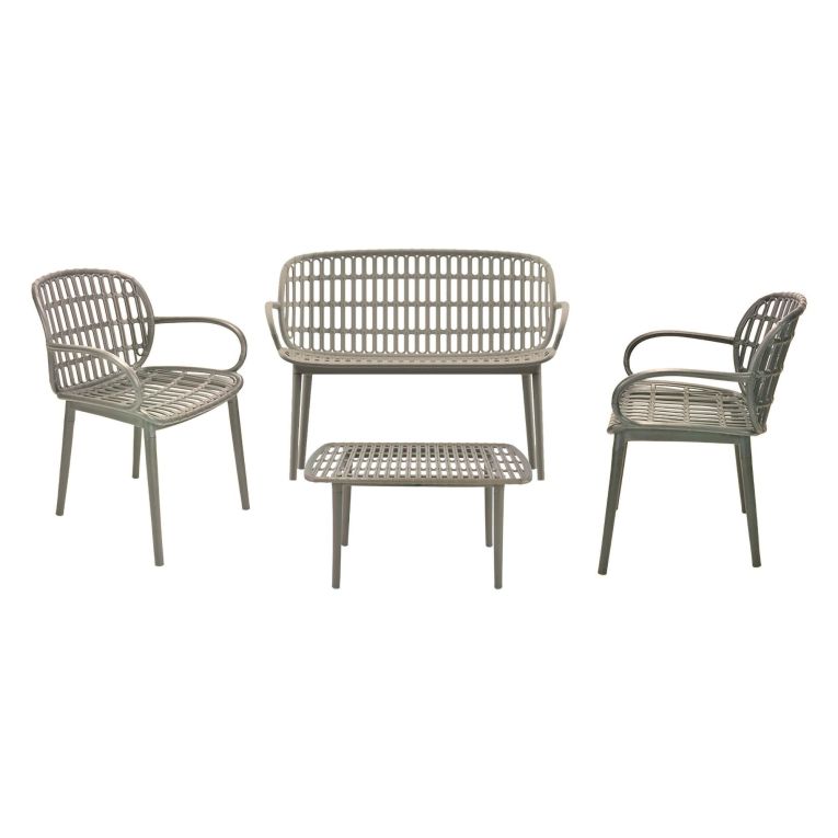 Set salotto esterno poltrone e divano effetto rattan tortora - Palu