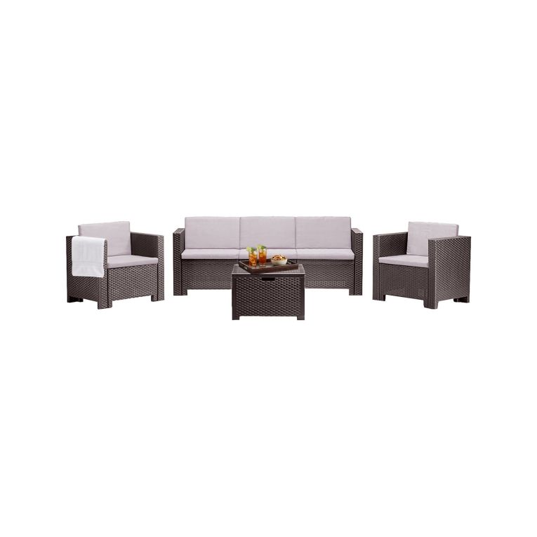 Set salotto giardino 2 poltrone e 1 divano marrone - Cameri