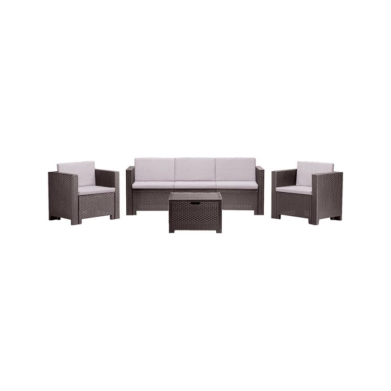Set salotto giardino 2 poltrone e 1 divano marrone - Cameri