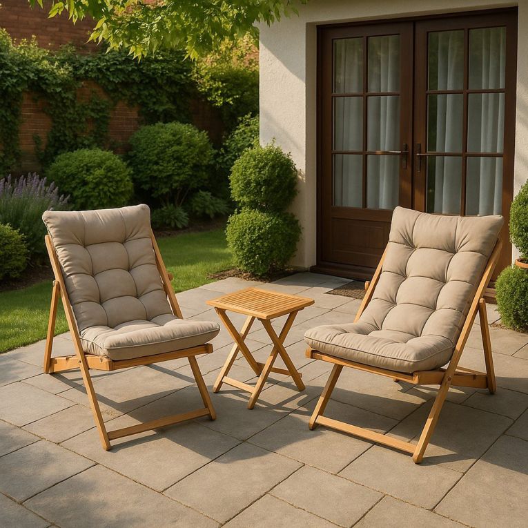 Set salotto giardino 2 posti e 1 tavolino basso marrone - Leni