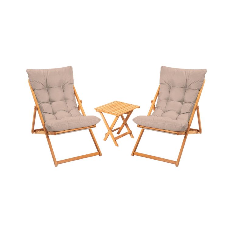 Set salotto giardino 2 posti e 1 tavolino basso marrone - Leni