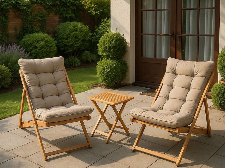 Set salotto giardino 2 posti e 1 tavolino basso marrone - Leni