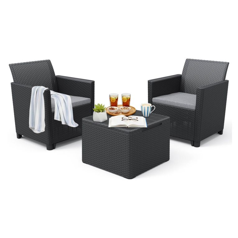 Set salotto giardino 2 posti e 1 tavolo antracite - Barrie