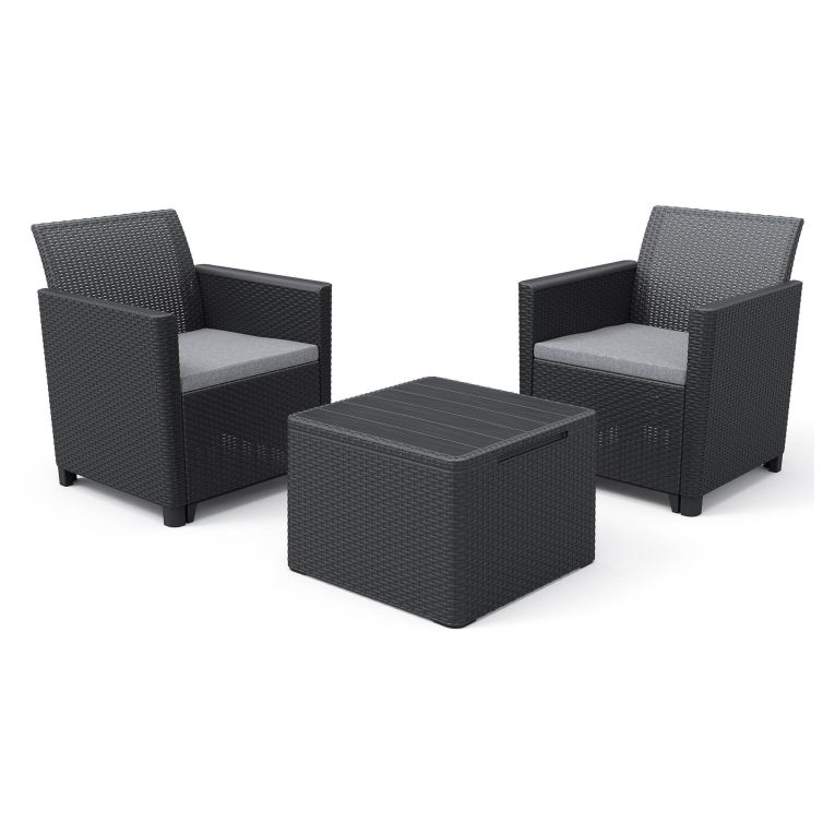 Set salotto giardino 2 posti e 1 tavolo antracite - Barrie