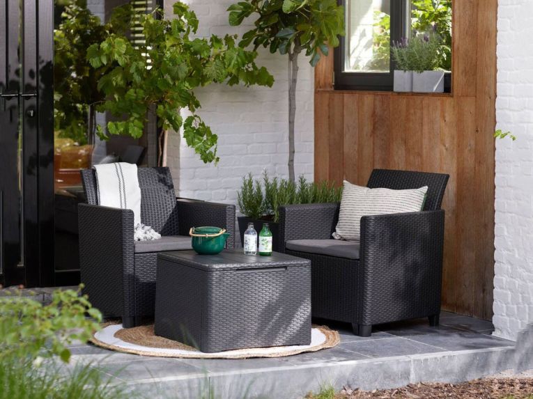 Set salotto giardino 2 posti e 1 tavolo antracite - Barrie