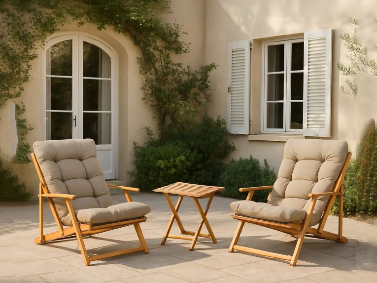 Set salotto giardino 2 posti e 1 tavolo basso marrone - Biagio